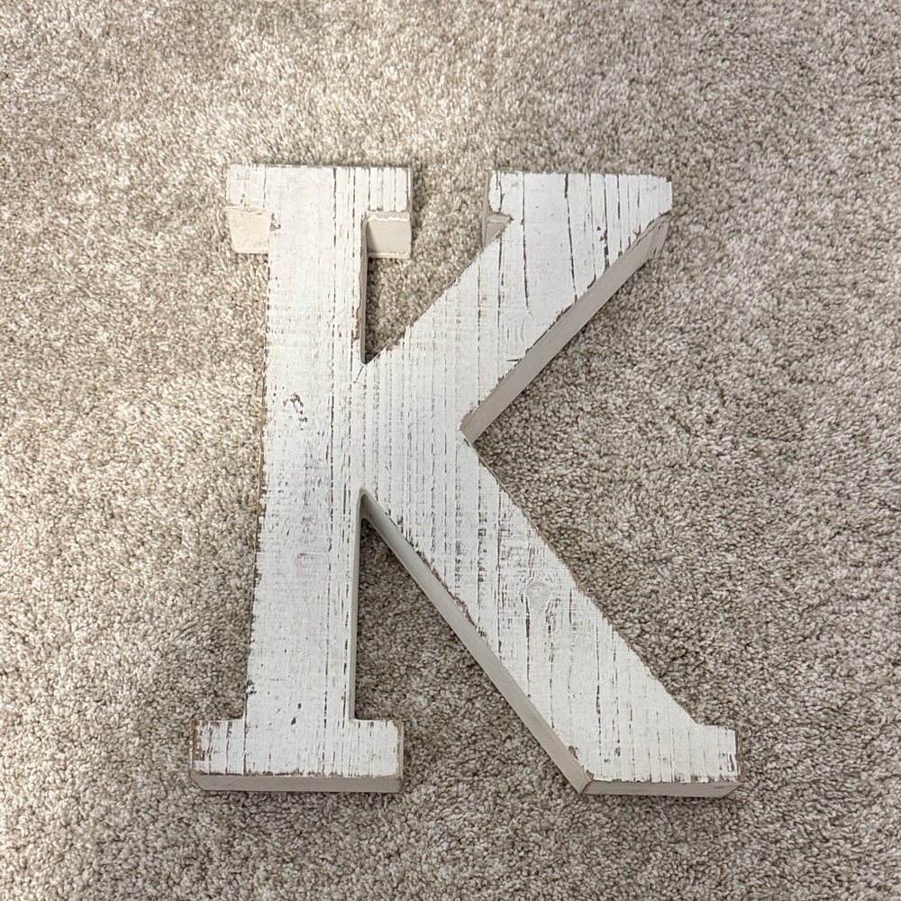 Rustic White Wooden Letter K